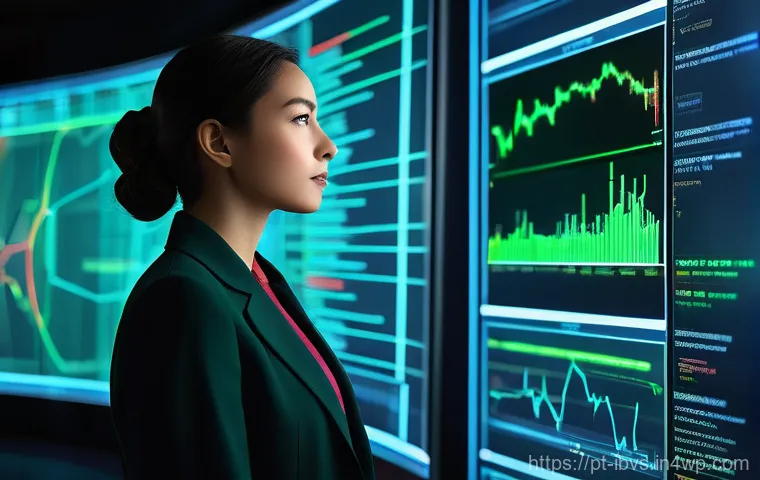 리스크 관리 투자 기술의 미래 - **Prompt:** "A sleek, modern financial analyst, casually dressed in smart business attire, stands co...