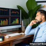 리스크 관리 투자와 재무 계획 - A professional Brazilian investor thoughtfully analyzing a diverse portfolio on multiple digital scr...