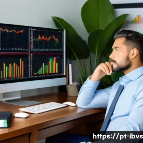 리스크 관리 투자와 재무 계획 - A professional Brazilian investor thoughtfully analyzing a diverse portfolio on multiple digital scr...